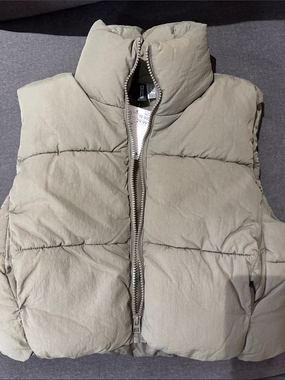 H&M Sage Green Quilted Puffer Vest